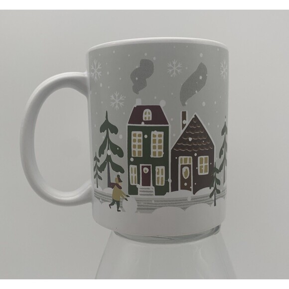 Designpac Coffee Tea Mug Winter Snowy Neighborhood Scene Lt Gray White 10oz - Picture 4 of 11